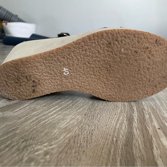 ALC Black Leather Wedges with Tan suede heel - Picture 2 of 4